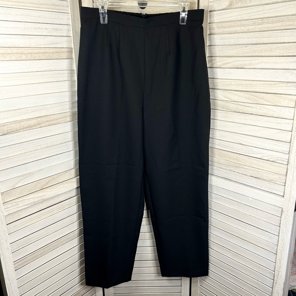 Women’s Solid Black Thin and Lightweight Tapered Trouser Dress Pants 14